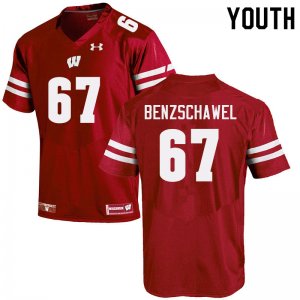 Youth Wisconsin Badgers NCAA #67 JP Benzschawel Red Authentic Under Armour Stitched College Football Jersey NZ31U83CN